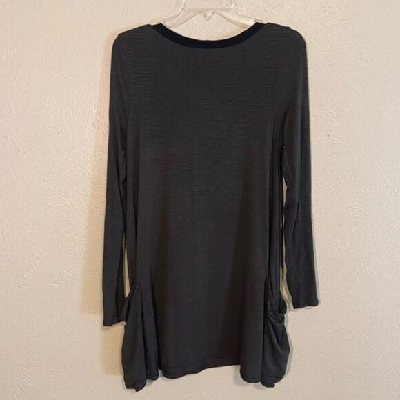 Sea Gypsies Long Sleeve Tunic Dress Olive Green Striped with Pockets Sz. Small - Picture 6 of 10